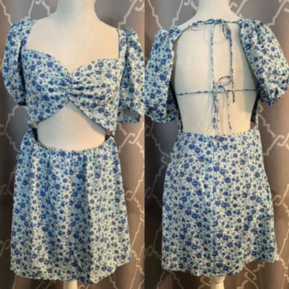Beginning Boutique Cut Out Balloon Sleeves Dress Size 10 - Picture 1 of 6